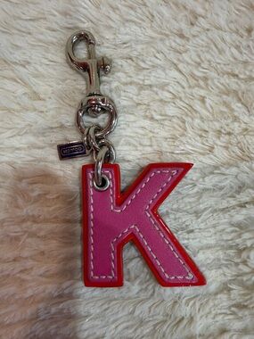 Coach Pink and Red Letter K Keychain Charm